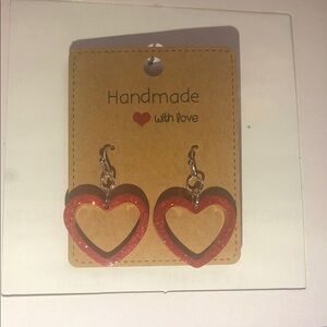 Handmade Red Heart Earrings